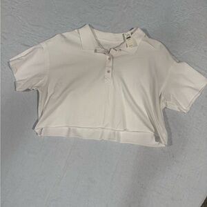 White Cropped Polo Shirt